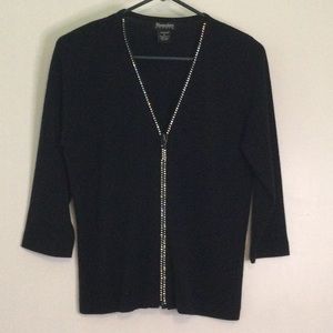 HAMPSHIRE STUDIO……..BEAUTIFUL JACKET SWEATER W/RHINESTONES